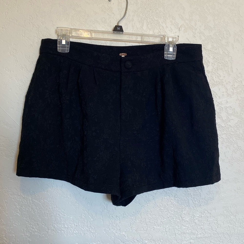Free people black lace pattern shorts